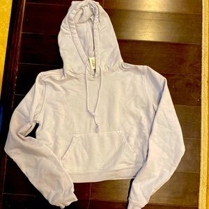 Lavender: gray crop top hoodie